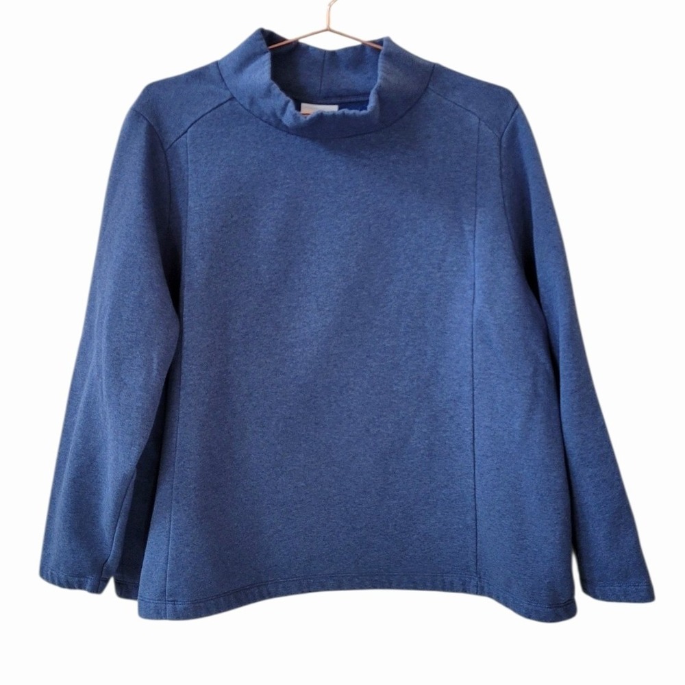 J. JILL 3X Blue Heather Seamed Mock Neck Sweatshirt Top Women